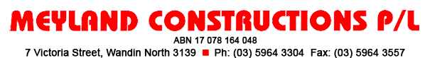 Meyland Constructions :: Excavators, Traxcavators, Tip Truck, Bobcat, Earthmoving, Earthmover, Wandin, Yarra Valley, Victoria, Australia